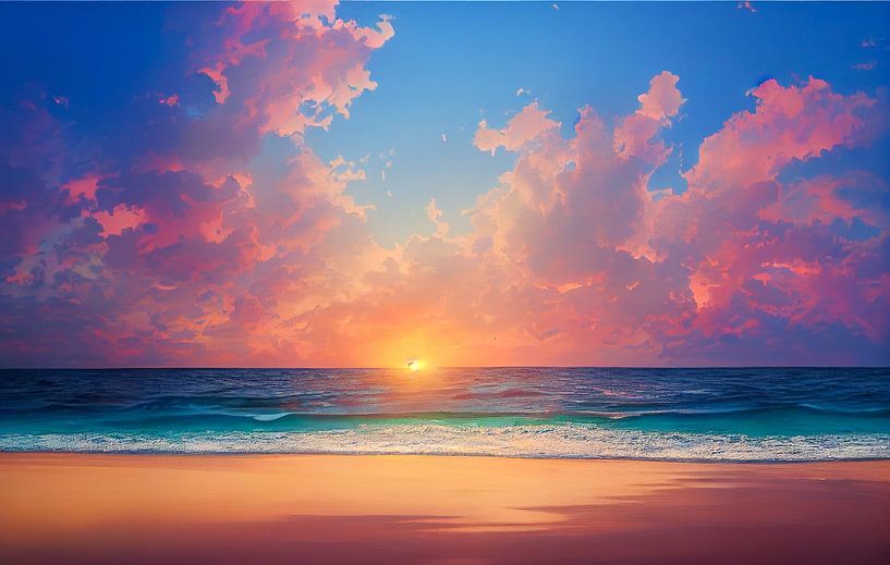 Coucher de soleil sur la plage Illustration de fond d'écran par Animaflora PicsStock