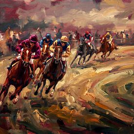 Gemälde eines Pferderennens – impressionistische Kunst von Jan Keteleer