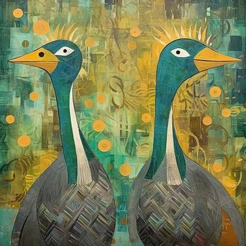 Schilderij Kleurrijk Eend | Eendenblik van ARTEO Schilderijen