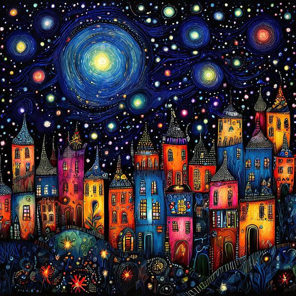 Nuit étoilée sur la ville par Bella Luna Fotografie