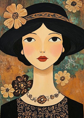 Femme tranquille dans un environnement floral