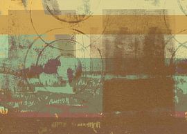 Abstrakte Formen in warmen Pastellfarben Nr. 1. Gelb, braun, grün von Dina Dankers