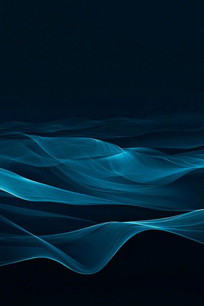Sanfte blaue Wellen auf dunklem Grund von Poster Art Shop