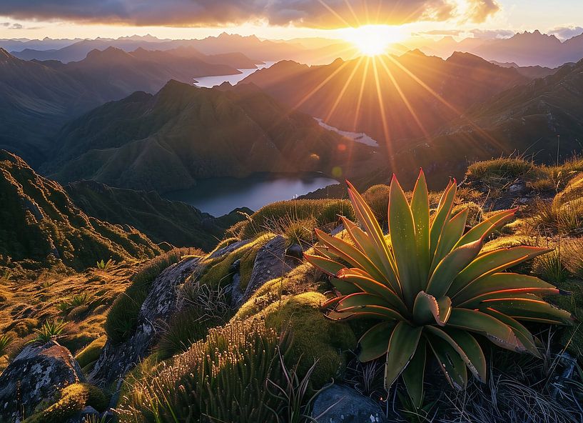 Goldene Stunden in den Bergen von fernlichtsicht