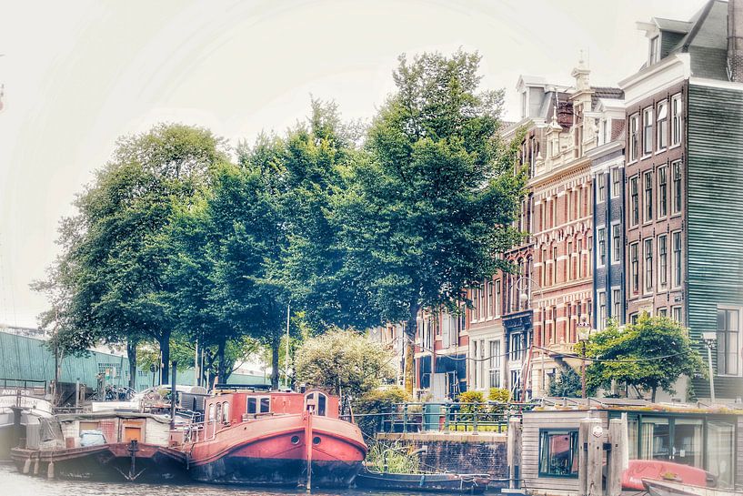 Amsterdam Kanal Häuser und Boote von Shirley Douwstra