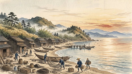 Japanese Coastal Fishing Village