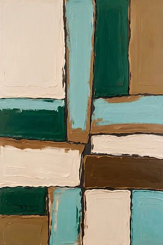 Abstract schilderij met groene accenten