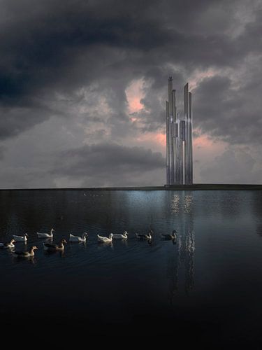 Futuristisch kunstlandschap