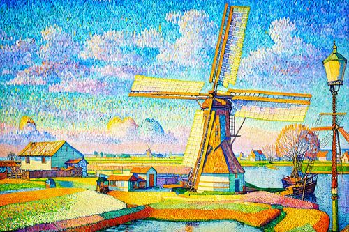 Hollands landschap met molen