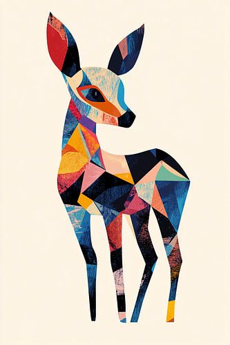 Kleurrijk kubistisch hertensilhouet