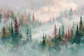 Green vivid abstract forest landscape