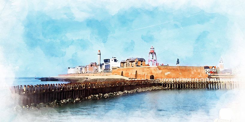 Aquarell des Boulevards in Vlissingen, Zeeland von Danny de Klerk