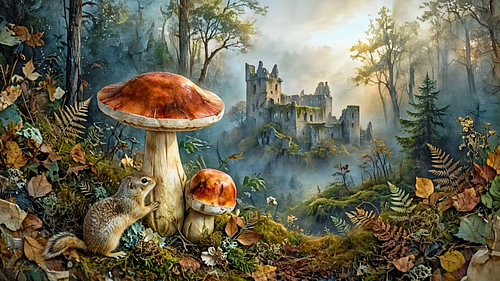 Märchenwald mit Ziesel und Burgruine