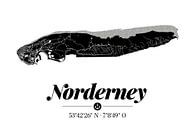 Norderney | Landkarten-Design | Insel Silhouette | Schwarz-Weiß von ViaMapia Miniaturansicht