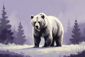 White bear among spruce trees by Imperial Art House