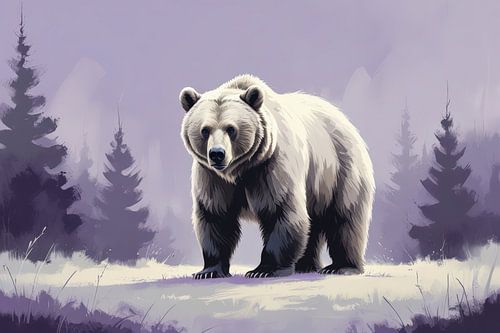 Ours blanc parmi les épicéas