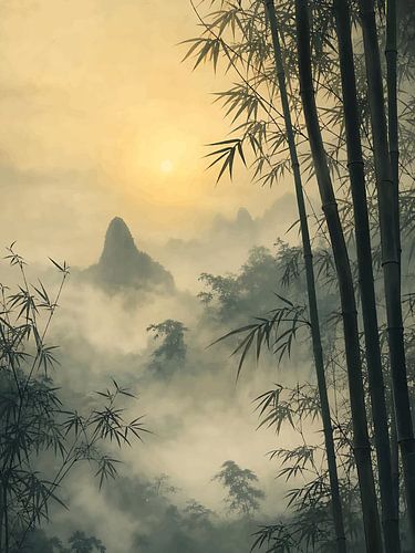 Misty Bamboo Forest Poster