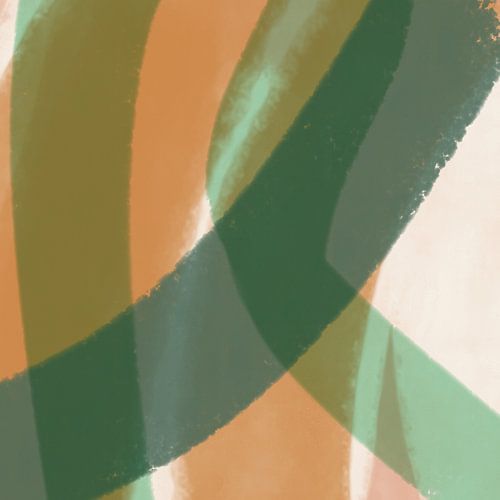 Japandi. Abstrait coloré en vert et orange