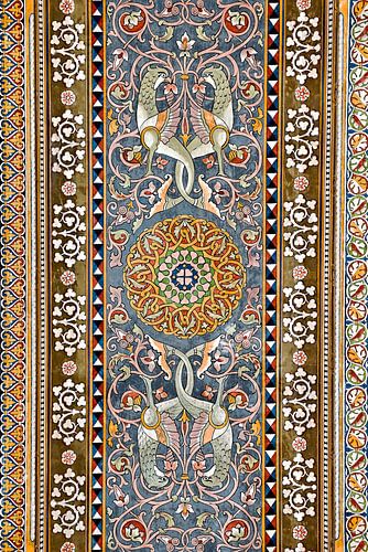 Sierschilderij met vogelmotieven in Siciliaanse Art Nouveau stijl