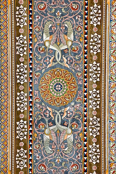 Ornamental painting with bird motifs in Sicilian Art Nouveau style by Silva Wischeropp