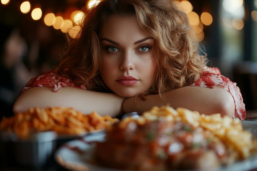femme seule dans un restaurant par Egon Zitter