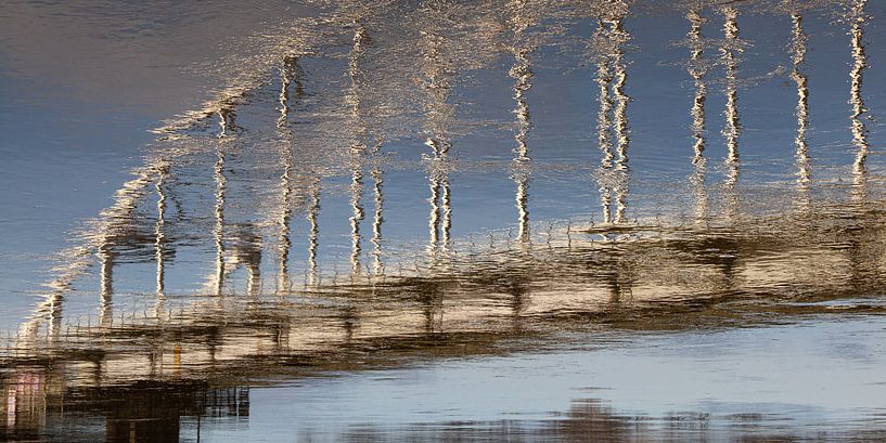 Wilhelmina bridge reflects in IJssel river by Betty van Engelen