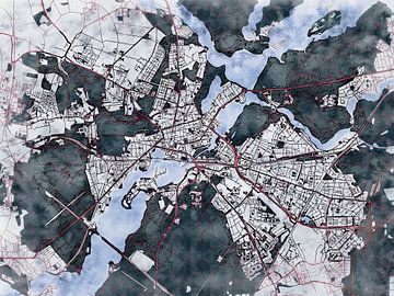Karte von Potsdam im stil 'White winter' von Maporia