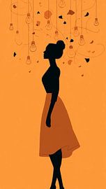 Silhouette of Woman Playing with Light by Digital Picture Art