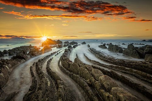 Sunset on the Barrica Coast, Basque Country by Dieter Meyrl