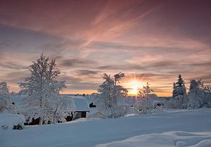Lever de soleil à Sjusjoen près de Lillehammer