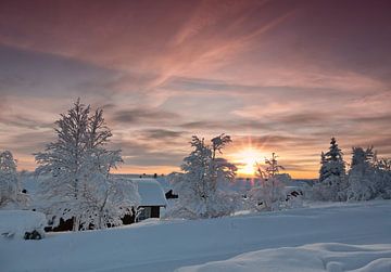 Sonnenaufgang am Sjusjoen bei Lillehammer