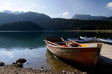 Roeiboten op Crno Jezero (Zwarte Meer) in Montenegro van Lensw0rld