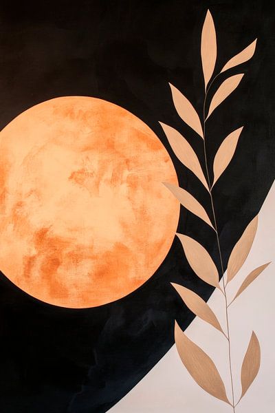 Golden moonlit night with delicate leaves by Poster Art Shop