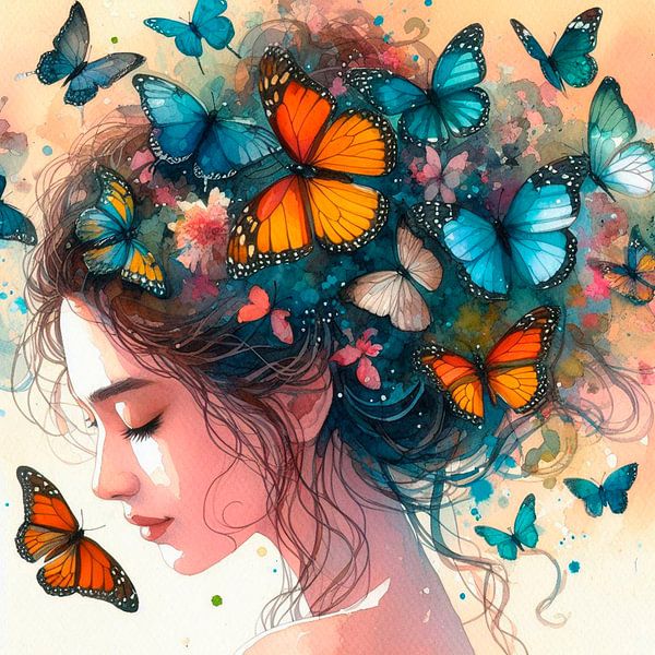 Portrait d'une fille-papillon ( 1 ) par Ineke de Rijk