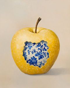 Apfel mit blauem Delfter