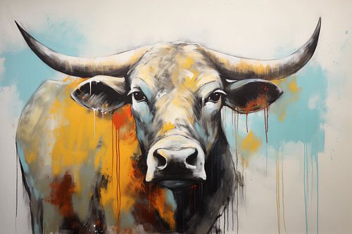 Zonsondergang met de Longhorn: Een Kleurrijk Portret
