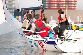 Sailboat crew in action by Brian Morgan