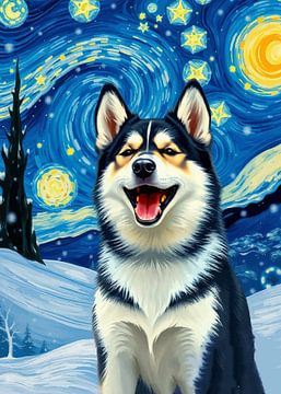 Siberische Husky Sterrennacht van MIROKKU