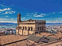 Gubbio Palazzo dei Consoli op een schilderachtig plein