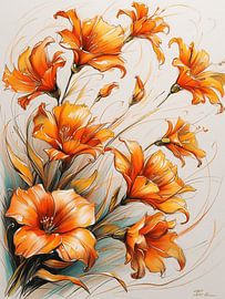 Leuchtend orangefarbene Lilien von Artistic