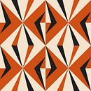 Retro geometrie met driehoeken in Bauhaus-stijl in zwart, wit, orang van Dina Dankers thumbnail
