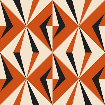 Retro geometrie met driehoeken in Bauhaus-stijl in zwart, wit, orang van Dina Dankers
