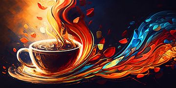 Een kleurrijke ode aan de kunst van koffie: Abstracte Flow van Surreal Media