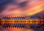 Regenbogenhäuser in Houten am Rietplas See von Michiel Buijse Miniaturansicht