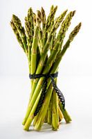 Ein Bündel von frischen grünen Spargel mit weißem Hintergrund