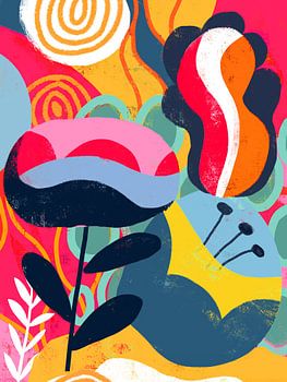 Bunte Formen und florale Elemente