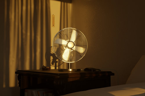 Elektrischer Retro Ventilator im Abendlicht von Besa Art