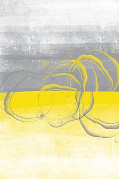 Abstrakte Malerei Nr. 53 | Illuminating Yellow & Ultimate Grey von Melanie Viola