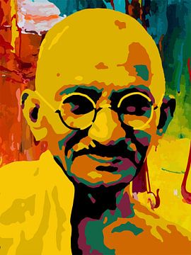 Mahatma Gandhi abstracte kunst van Andika Bahtiar