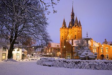 Zwolle Sassenpoort old city gate during a cold winter evening wi by Sjoerd van der Wal Photography